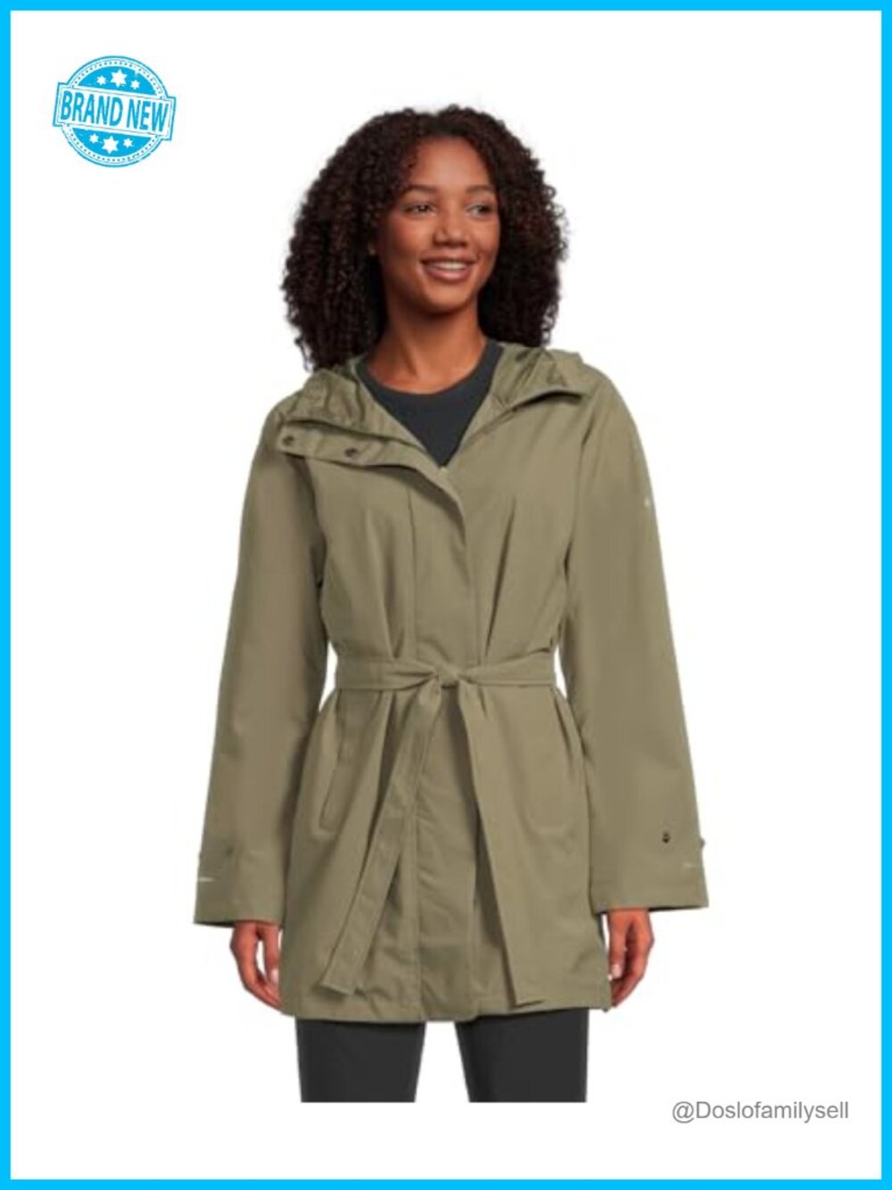 Omni-Tech Waterproof Trench Coat with Hood and Removable Belt